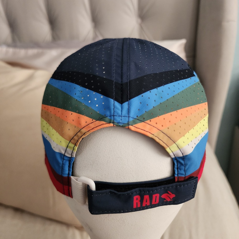 Rabbit Running Hat Unisex OSFM Navy Blue Excellent Rainbow Mesh RAD Performance - Picture 4 of 7